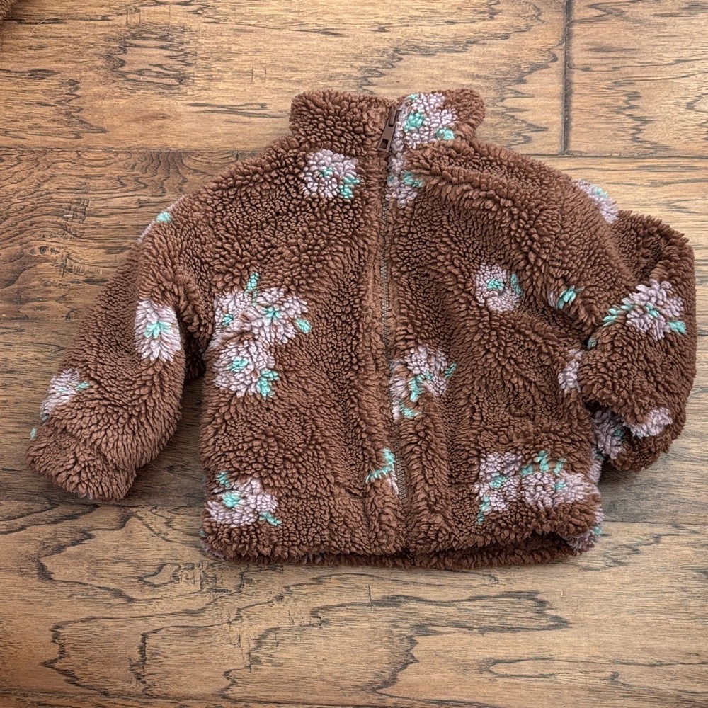 Brown Floral Sherpa Jacket